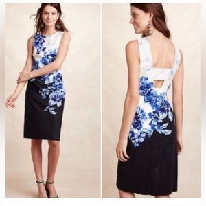 Maeve by Anthropologie Vanda Floral Blue and White Sheath Dress
